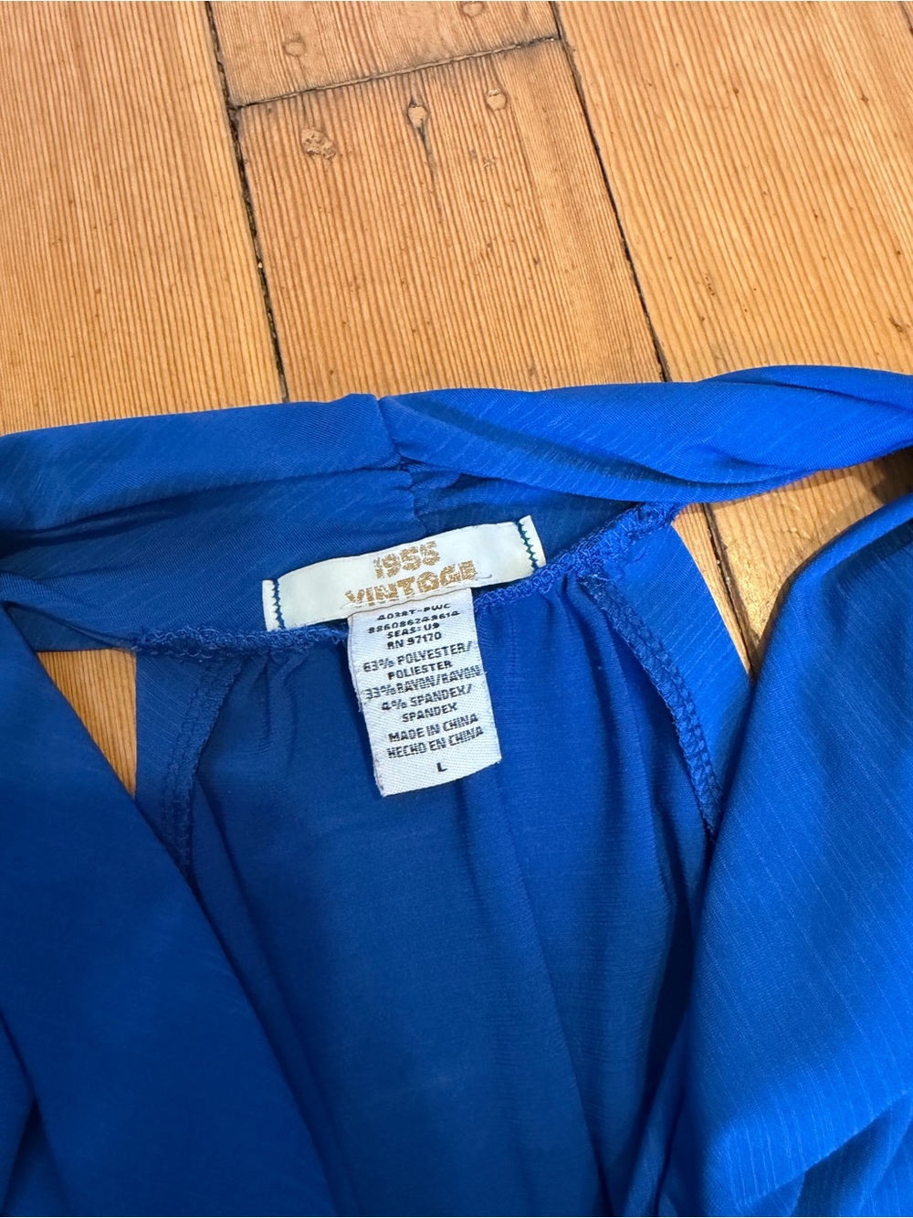 Royal Blue Cowl Neck Halter Tank Top Size Large Draped Sleeveless Blouse - Picture 8 of 8